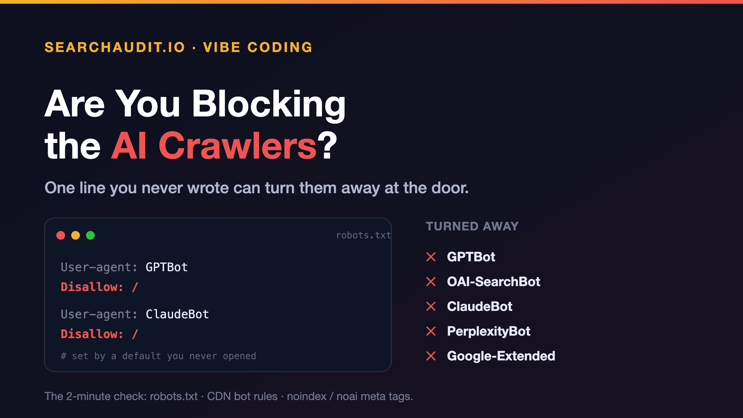 Cover image for “Is Your Site Blocking GPTBot, ClaudeBot, and PerplexityBot Without Knowing It?”